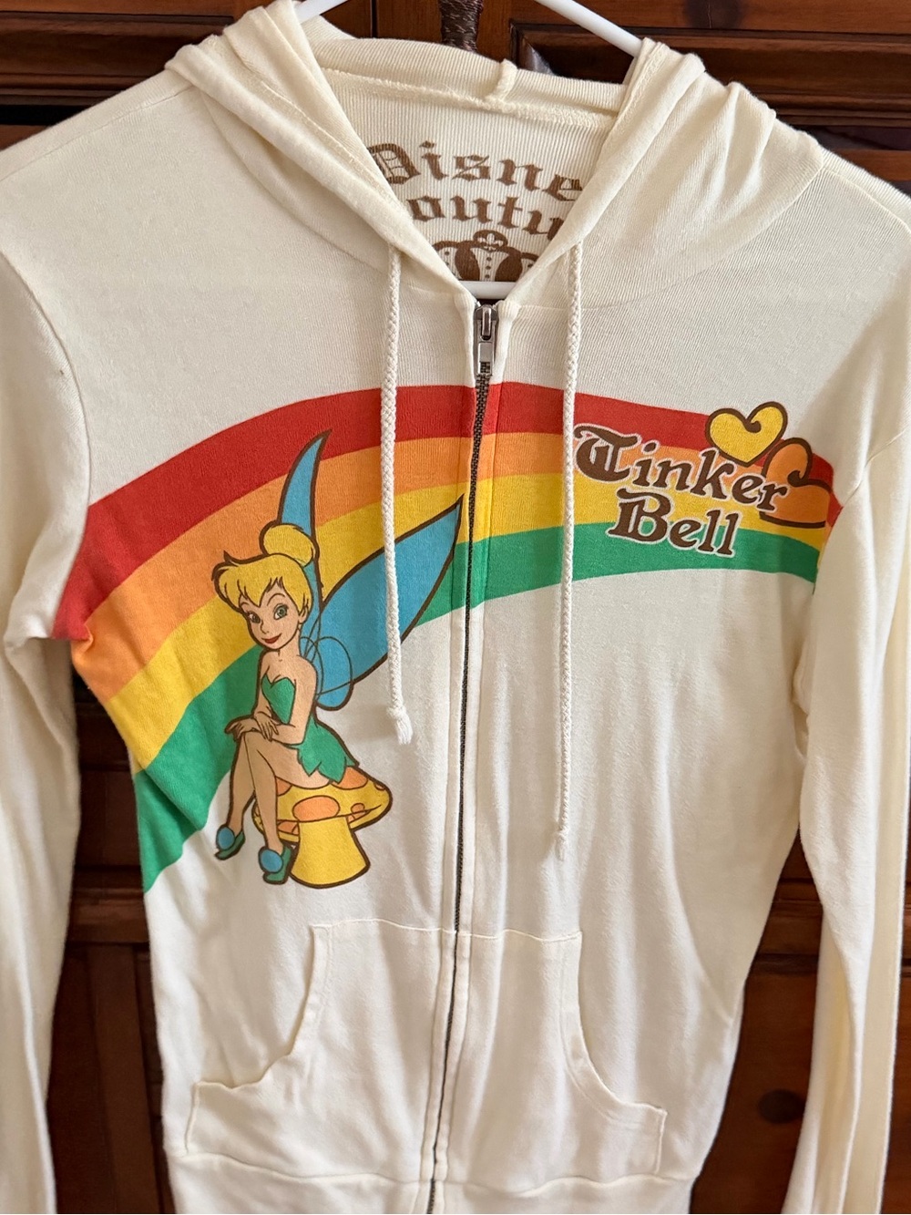 Disney Tinker Bell Graphic Zip Hoodie - Cream with Rainbow Accents - Picture 3 of 4